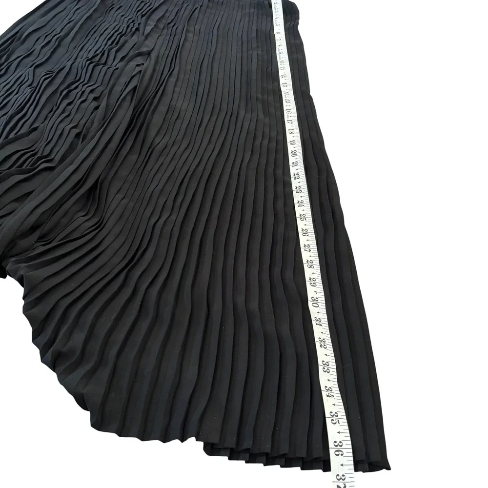 EUC Eileen Fisher Knife Pleated Wide Ankle Pants‎ Sz L Black Skirt Chic
